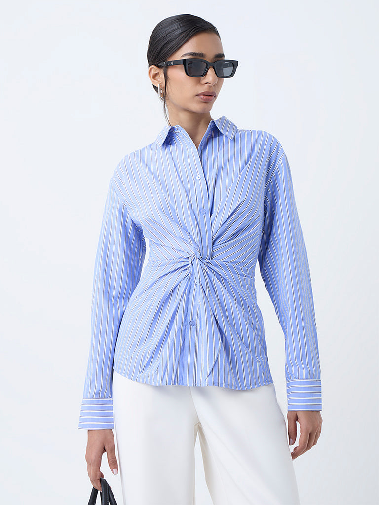 Wardrobe Blue Striped Shirt - Image 2