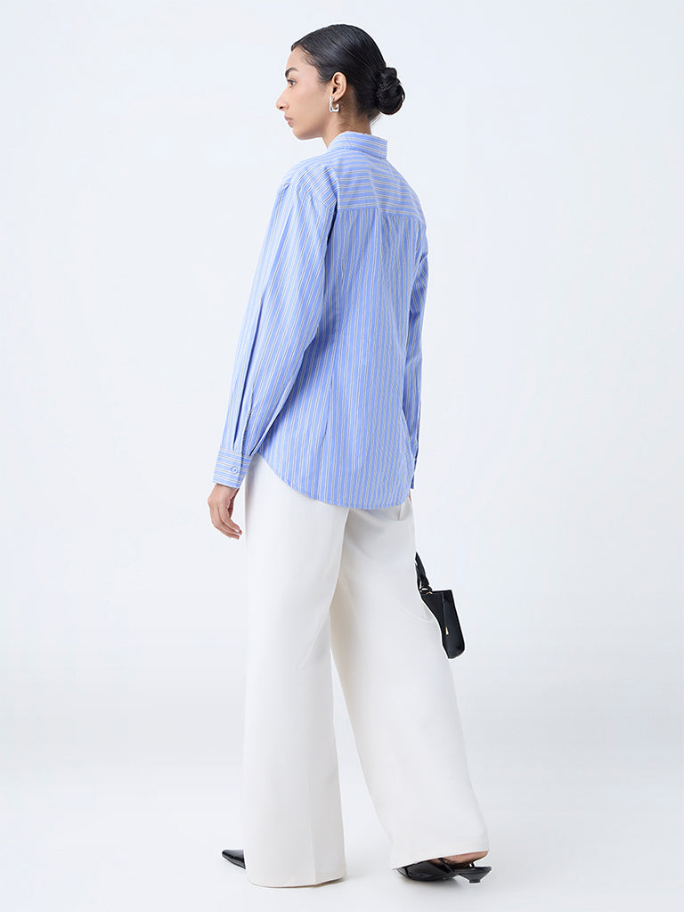 Wardrobe Blue Striped Shirt - Image 4