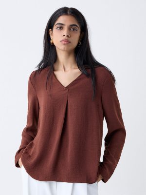 Wardrobe Brown Crinkled Blouse