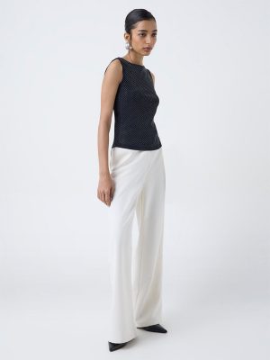 Wardrobe Black Embellished Cotton-Blend Top