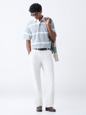 WES Casuals Sage Relaxed Fit Cotton-Blend Polo T-Shirt