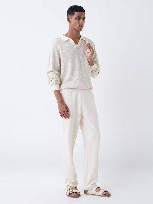 ETA Off-White Relaxed-Fit Mid-Rise Cotton-Blend Pants