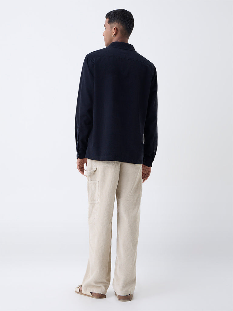 ETA Black Embroidered Relaxed-Fit Cotton Shirt - Image 4