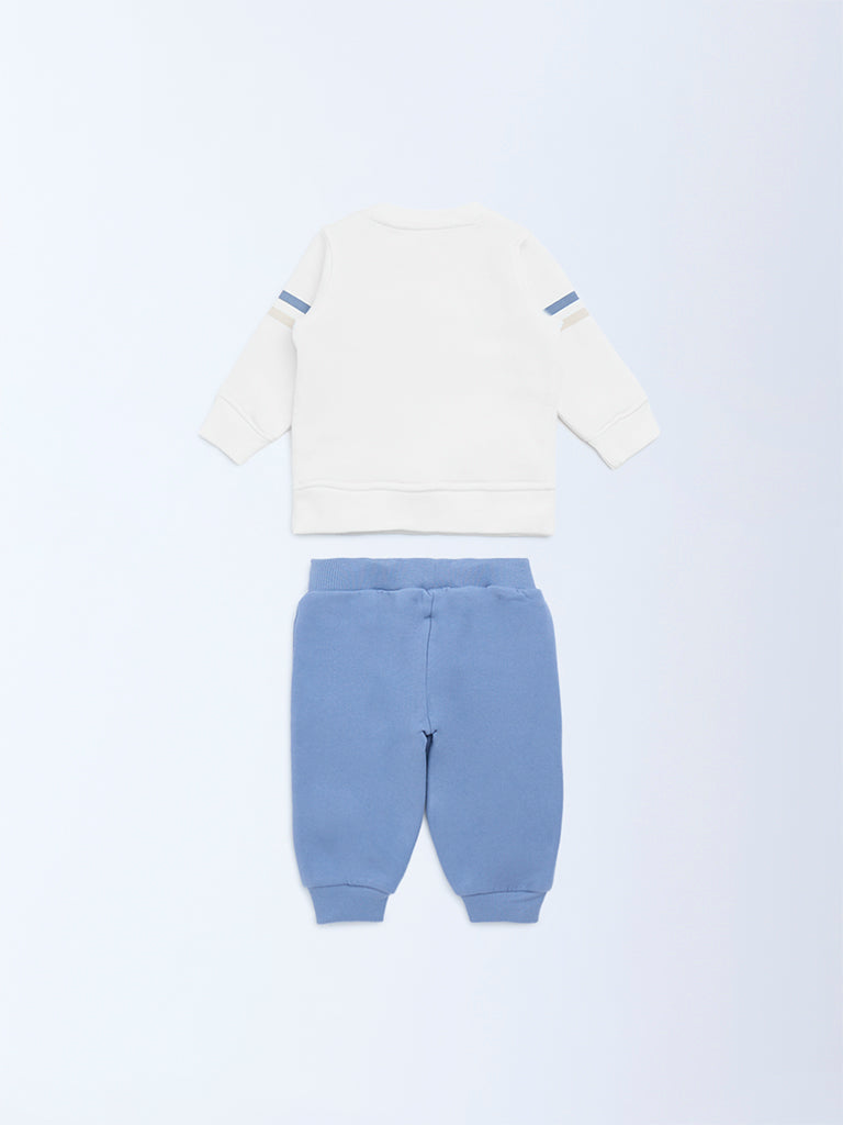 HOP Baby White Cotton-Blend Sweatshirt and Joggers Set - Image 2