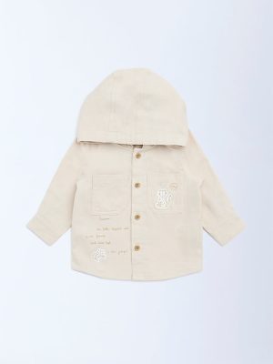 HOP Baby Beige Animal Printed Cotton Shirt