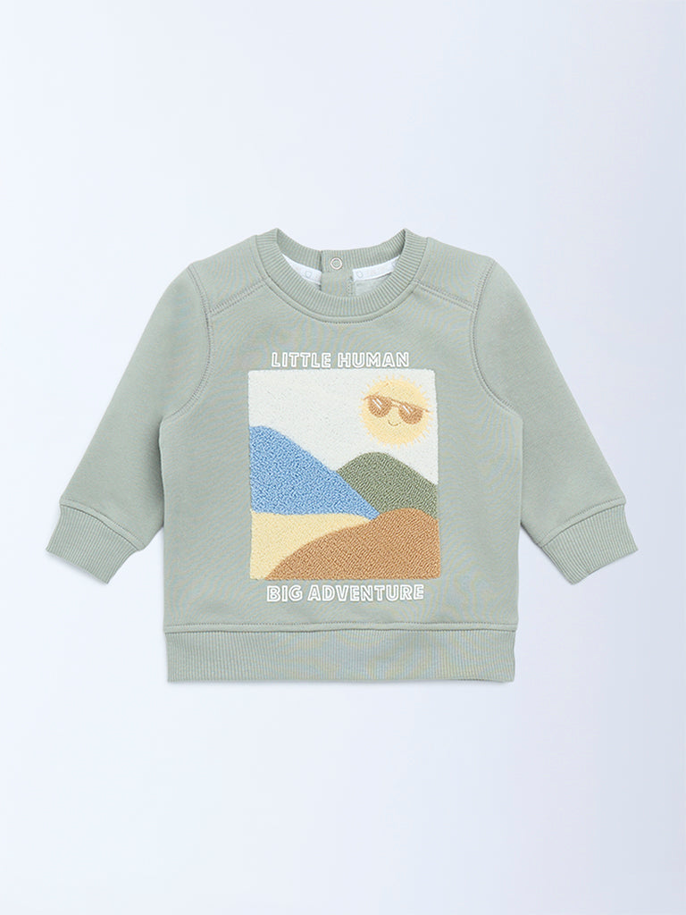 HOP Baby Sage Embroidered Cotton-Blend Sweatshirt - Image 2