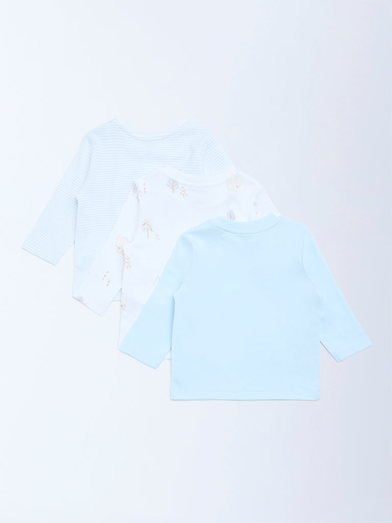 HOP Baby Blue Printed Cotton T-Shirts - Pack of 3 - Image 3