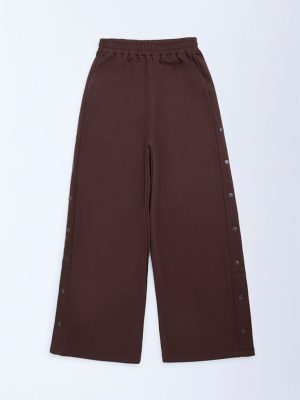 Y&F Kids Brown High-Rise Cotton-Blend Joggers