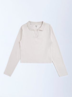 Y&F Kids Beige Cotton-Blend Top