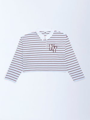 Y&F Kids Brown Striped Cotton Polo T-Shirt