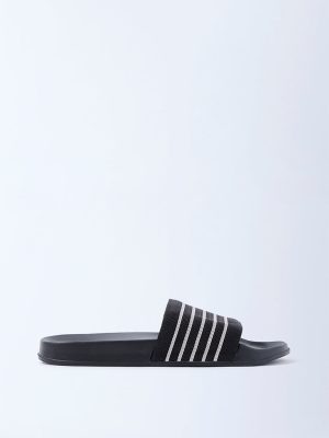 SOLEPLAY Black Stripe-Detailed Pool Slides