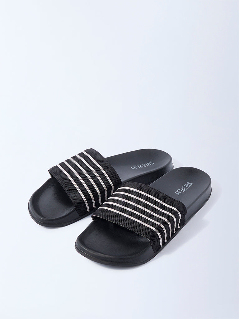 SOLEPLAY Black Stripe-Detailed Pool Slides - Image 2