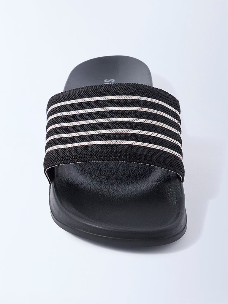 SOLEPLAY Black Stripe-Detailed Pool Slides - Image 3