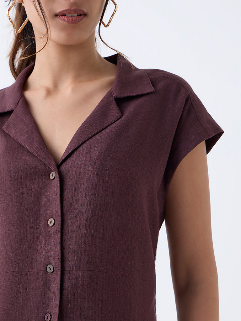 LOV Dark Brown Solid Shirt - Image 3