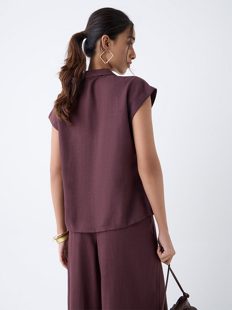 LOV Dark Brown Solid Shirt - Image 4