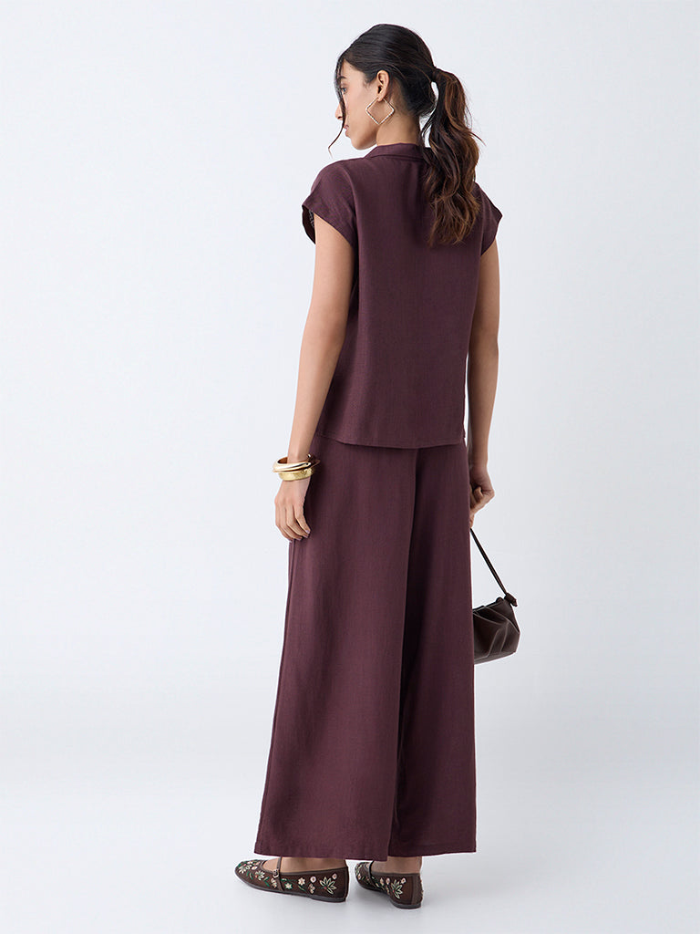 LOV Dark Brown Solid High-Rise Trousers - Image 4