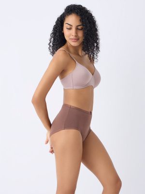 Wunderlove Brown Solid High-Rise Briefs - Pack of 3