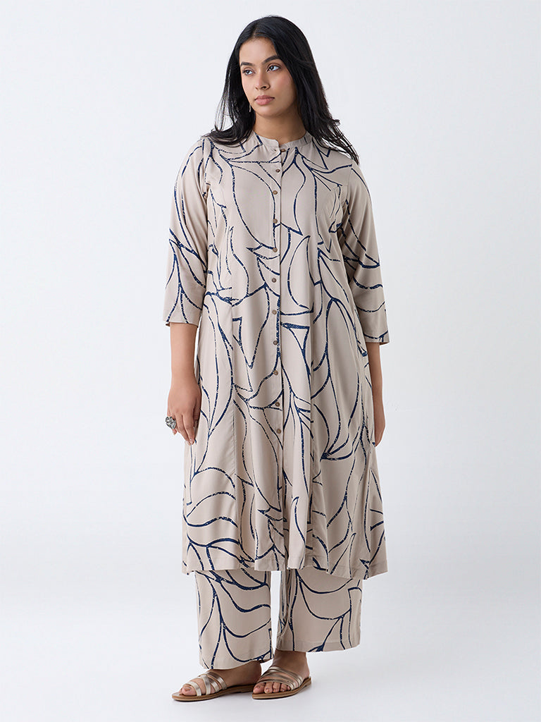 Diza Beige Printed Palazzos - Image 2