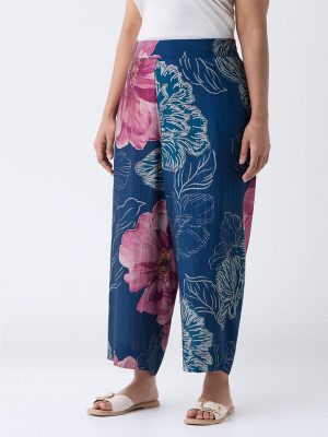 Diza Indigo Floral Printed Pants
