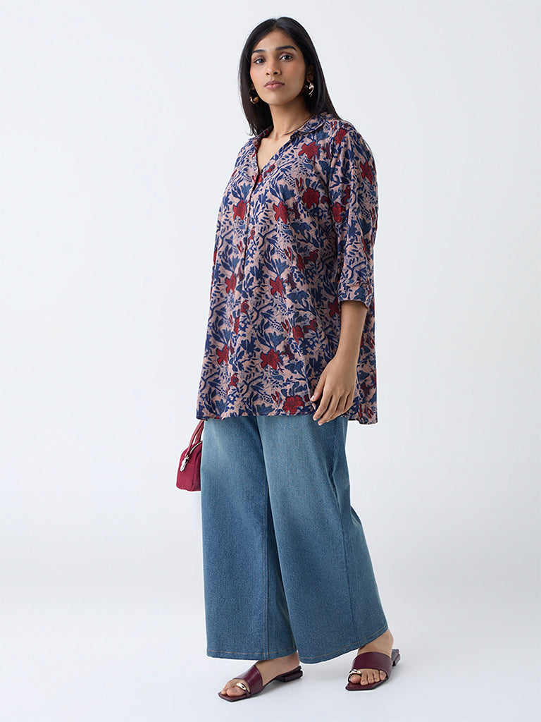 Diza Multicolour Floral Pattern Tunic - Image 2