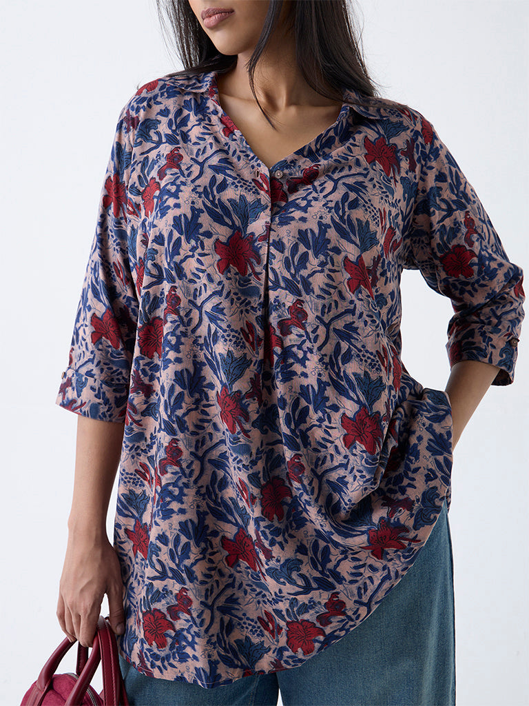Diza Multicolour Floral Pattern Tunic - Image 3