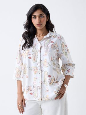 Gia Off-White Paisley Detailed Shirt