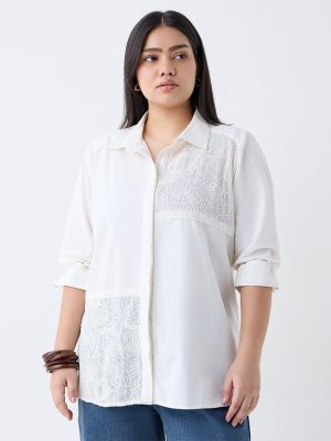 Gia Off-White Embroidered Cotton-Blend Shirt
