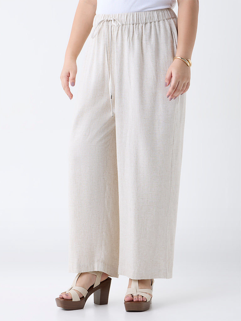 Gia Off-White Solid High-Rise Pants - Image 2