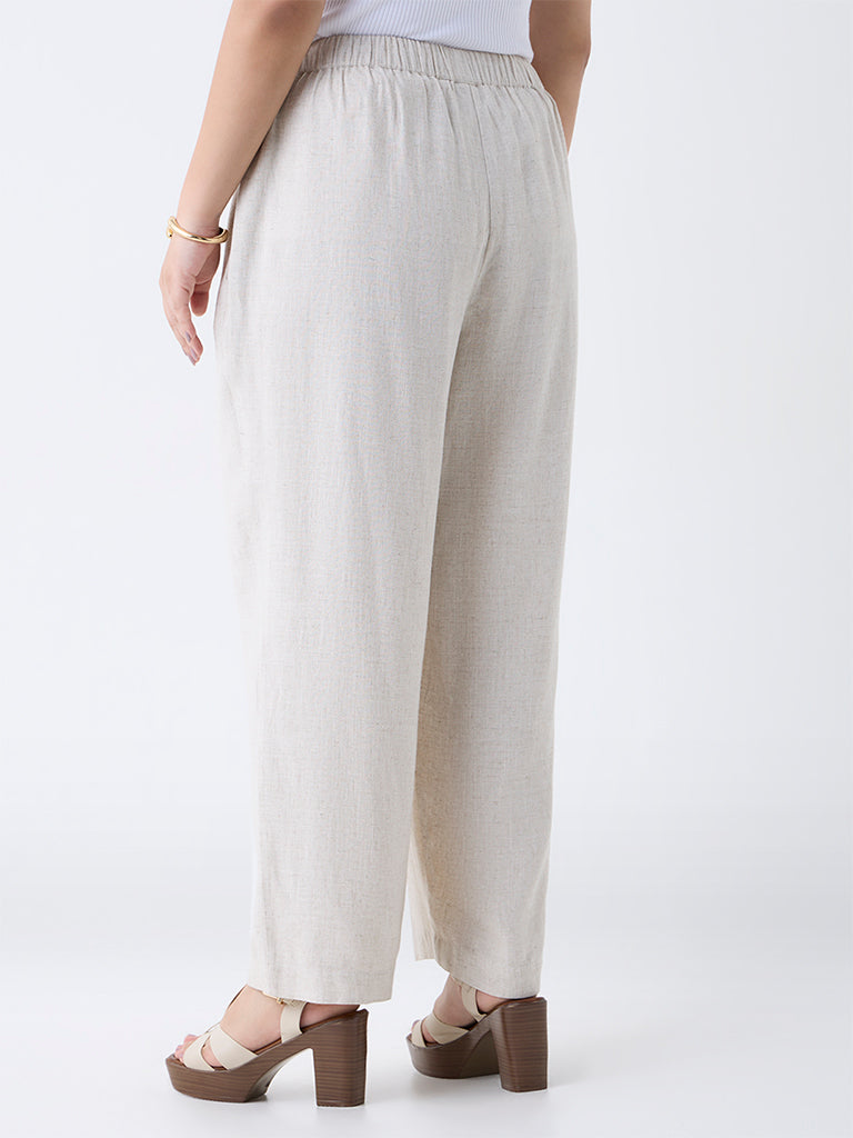 Gia Off-White Solid High-Rise Pants - Image 4