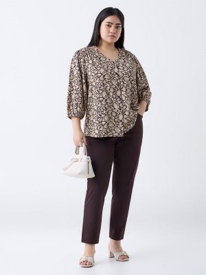 Gia Dark Brown Solid High-Rise Cotton-Blend Jeggings