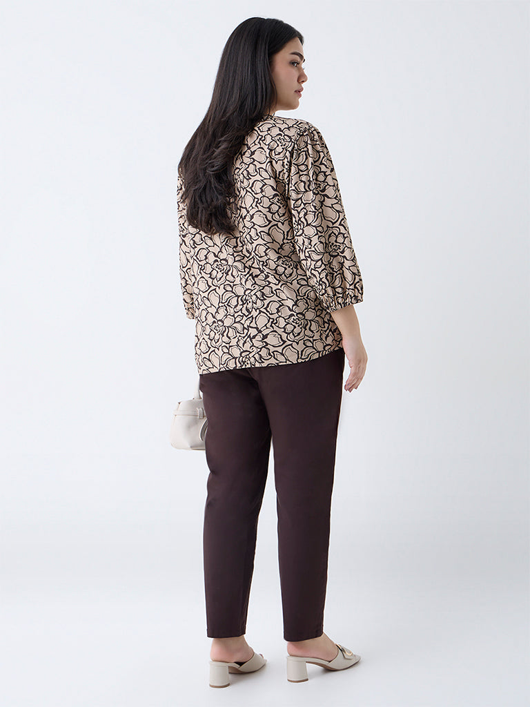 Gia Dark Brown Solid High-Rise Cotton-Blend Jeggings - Image 4