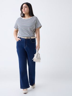 Gia Dark Blue Straight-Fit High-Rise Jeans