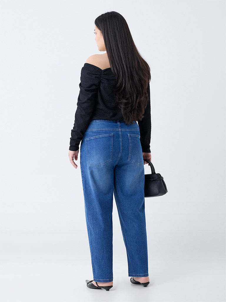 Gia Dark Blue Embellished High-Rise Jeans - Image 4