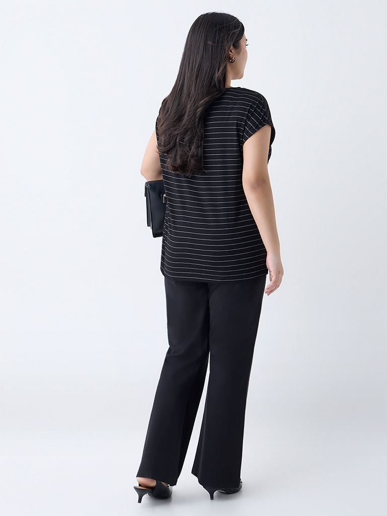 Gia Black Pinstriped Top - Image 4