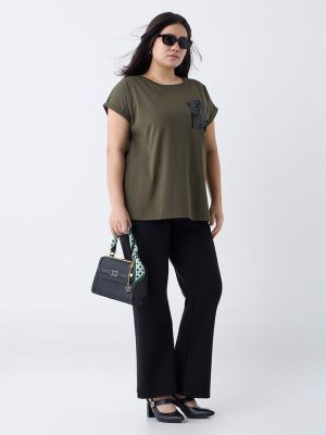Gia Olive Sequin-Detailed Cotton T-Shirt