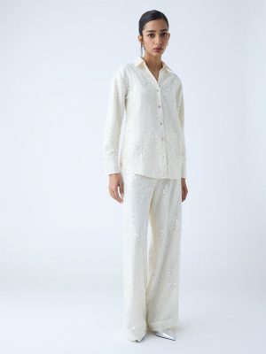 Wardrobe Cream Sequin Embellished Shirt
