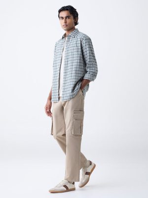 WES Casuals Green Checks Pattern Relaxed-Fit Cotton Shirt
