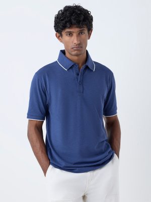 WES Casuals Navy Relaxed-Fit Polo T-Shirt