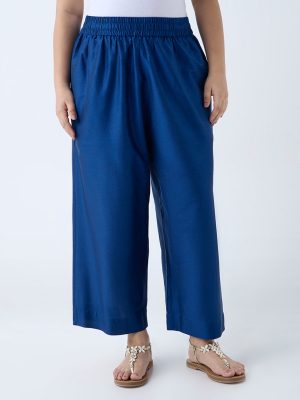Diza Blue Solid Pants