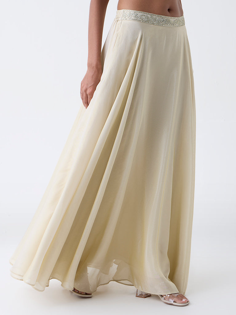 Vark Off-White Embellished Maxi Skirt - Image 2
