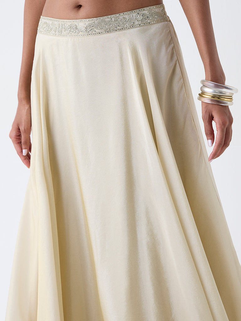 Vark Off-White Embellished Maxi Skirt - Image 3
