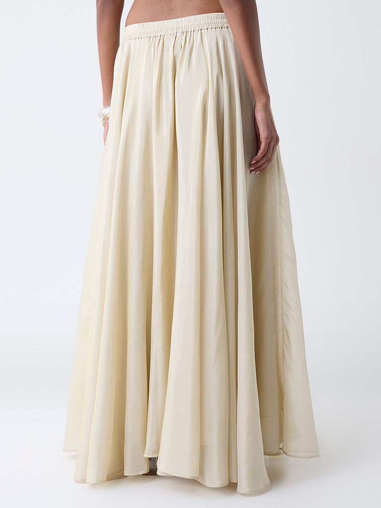 Vark Off-White Embellished Maxi Skirt - Image 4