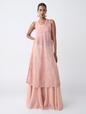 Vark Pink Embellished Maxi Skirt