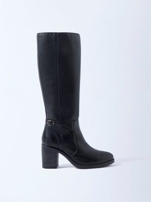 LUNA BLU Black Tall Leather Boots