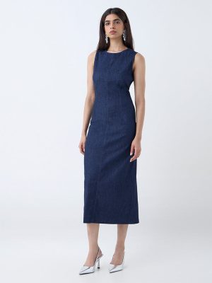 Wardrobe Navy Denim Sheath Dress