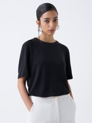 Wardrobe Black Embellished T-Shirt