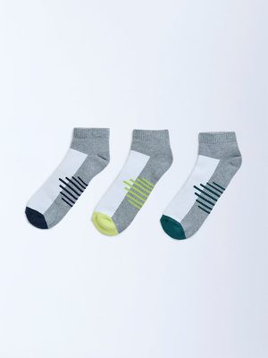 WES Lounge Grey Trainers Cotton-Blend Socks - Pack of 3