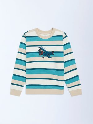 HOP Kids Multicolour Striped Cotton Sweatshirt