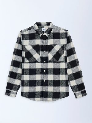 Y&F Kids Black Flannel Checkered Cotton Shirt