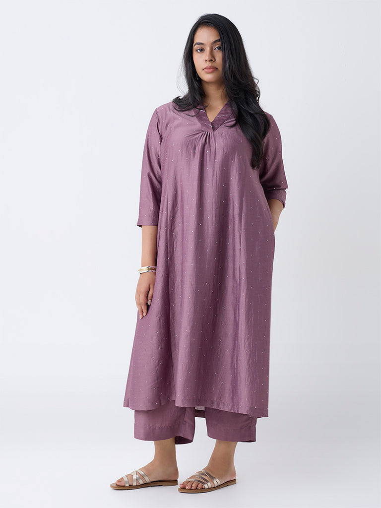 Diza Mauve Solid Pants - Image 2